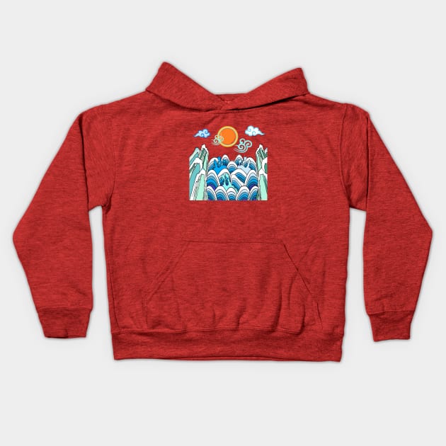 waves Kids Hoodie by zzzozzo